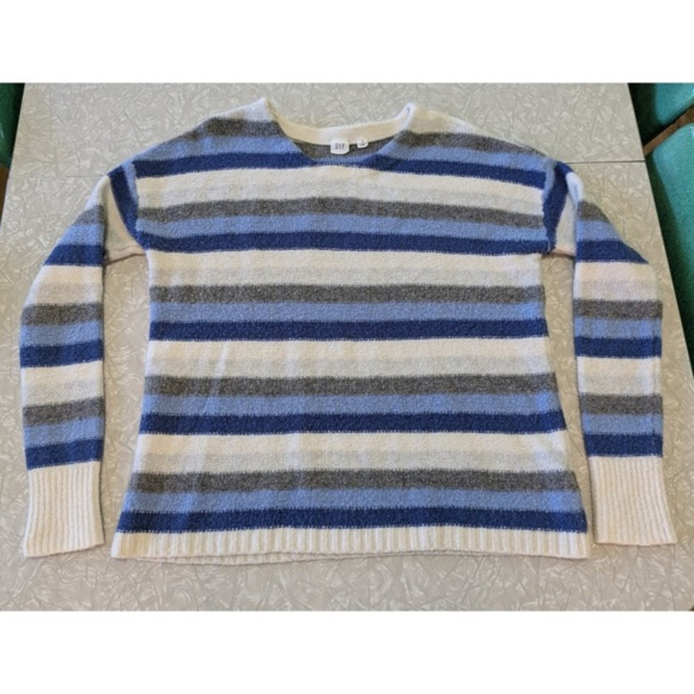 Gap Women's M Wool‎ Alpaca Blend Stripe Sweater Blue White